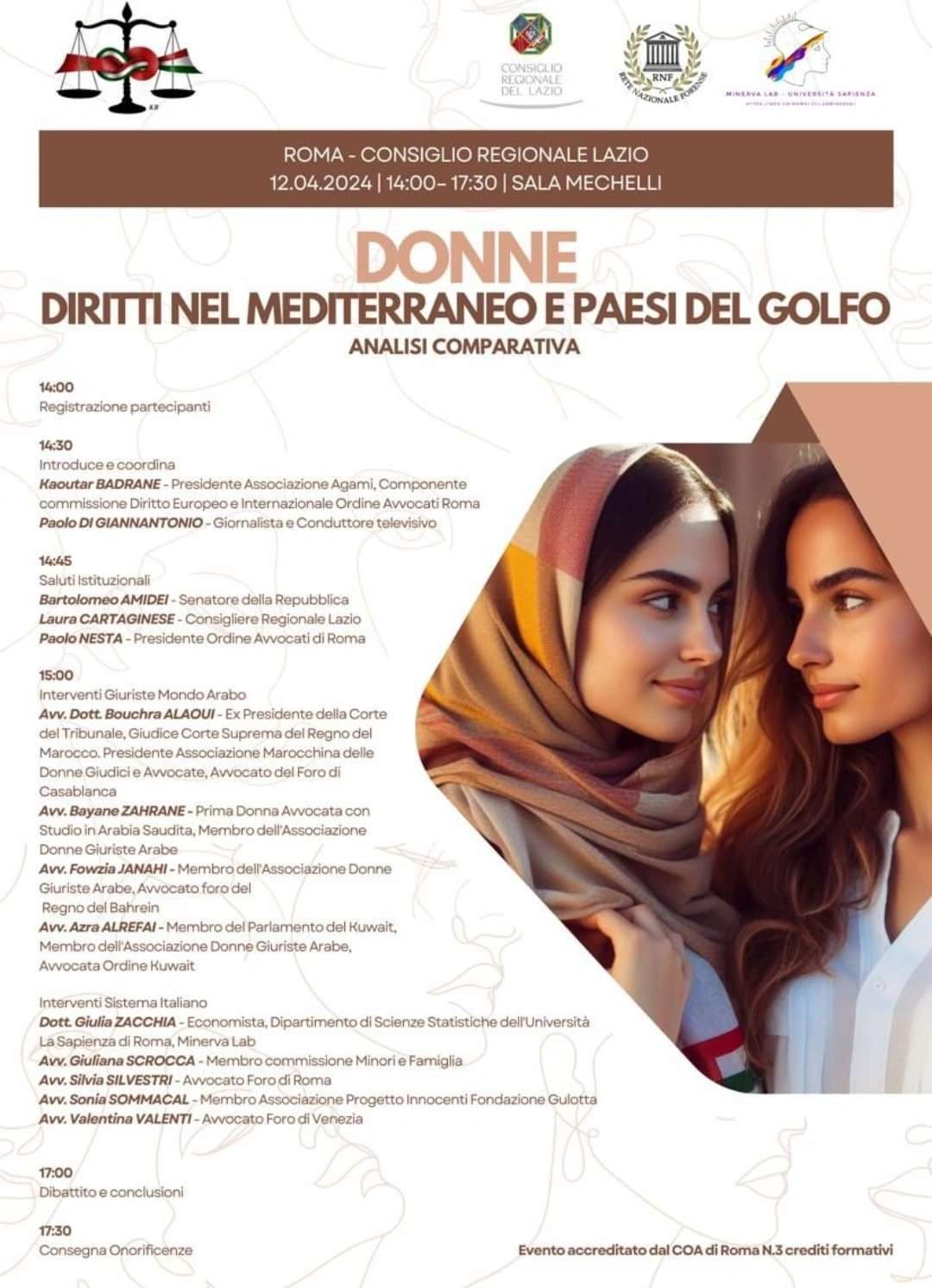 Interessantissimo evento formativo in presenza a Roma e via zoom, accredito dall' ordine Avvocati di Roma, con illustre  relatrici  arrivate direttamente dal mondo arabo per la giornata di formazione…